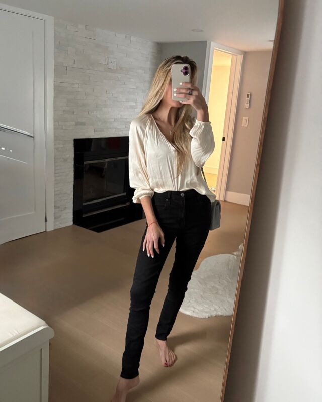 School concert ootd. High waisted black jeans with a tucked in blouse is my easy go to. Comment SHOP below to receive a DM with the link to this post on my LTK ⬇ https://liketk.it/5ei0B #ltkseasonal #ltkstyletip #ltkfindsunder100